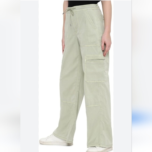 American Eagle Pants Womens 14 Baggy Wide Leg Green Super Hi Rise Stretch Flowy - Picture 1 of 5